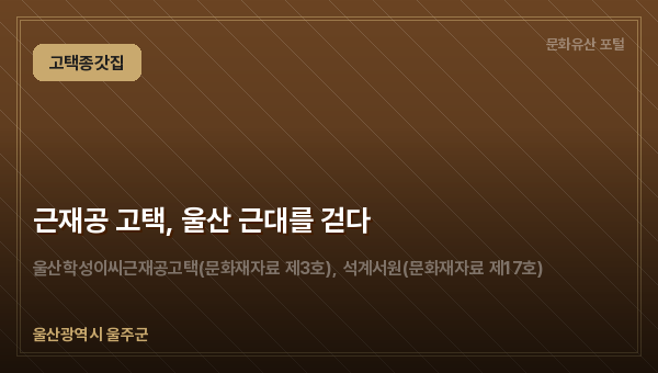 근재공 고택, 울산 근대를 걷다